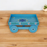 Wooden Handpainted Tea Thela Serving Table Trolley - Blue